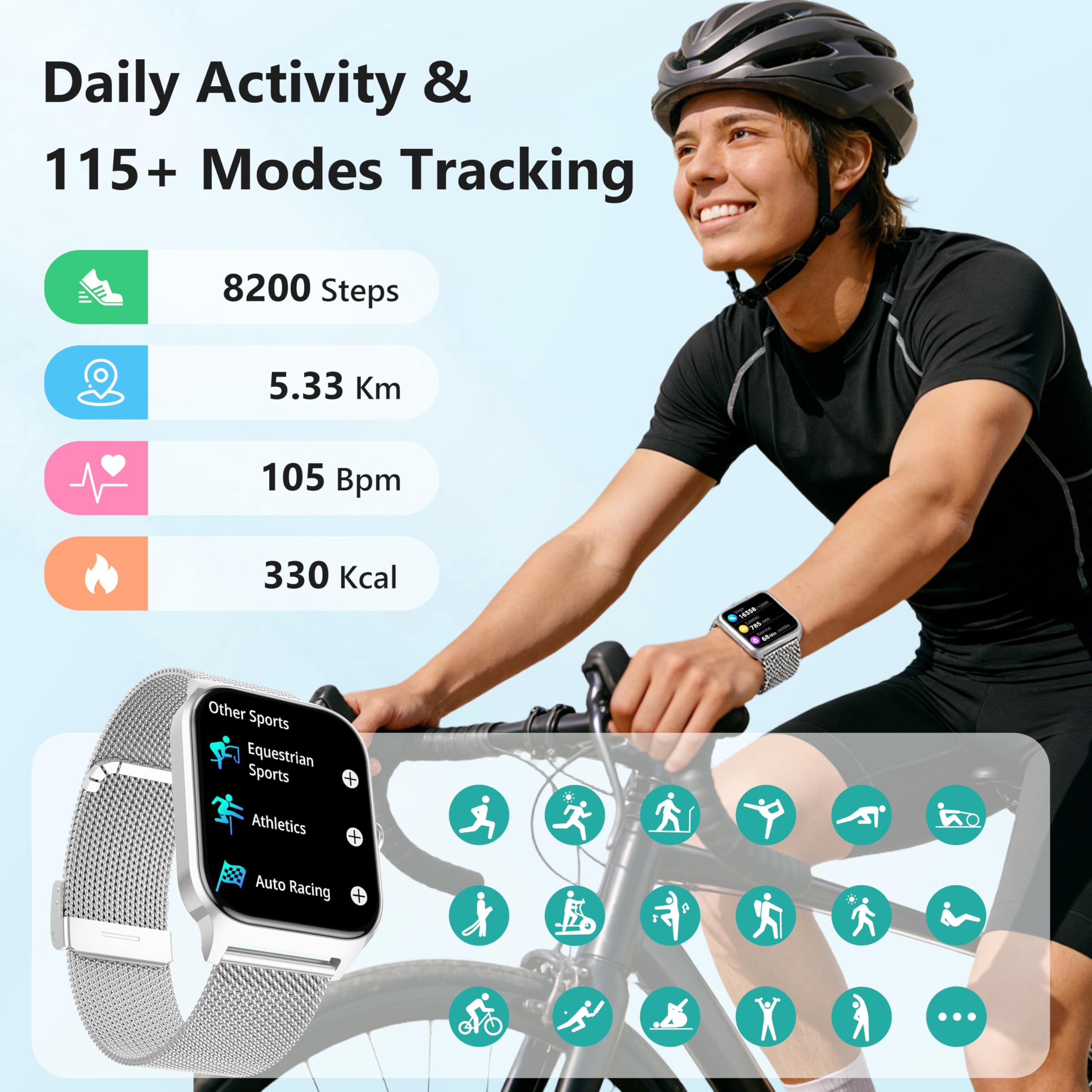 Popglory Smartwatch waterproof design supports daily wear and swimming