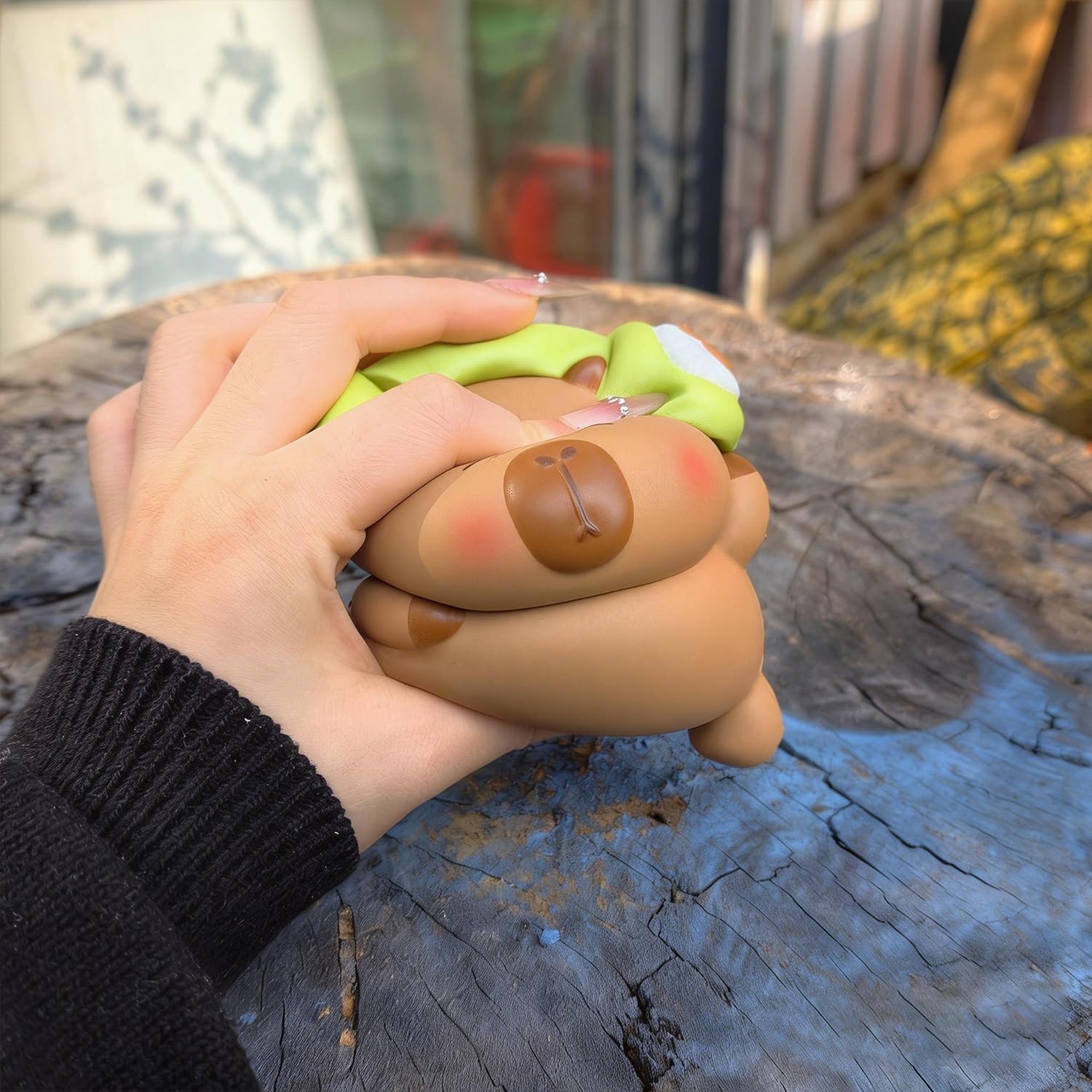 Popobox Capybara slacking figure delivers a relaxing tactile squeeze.