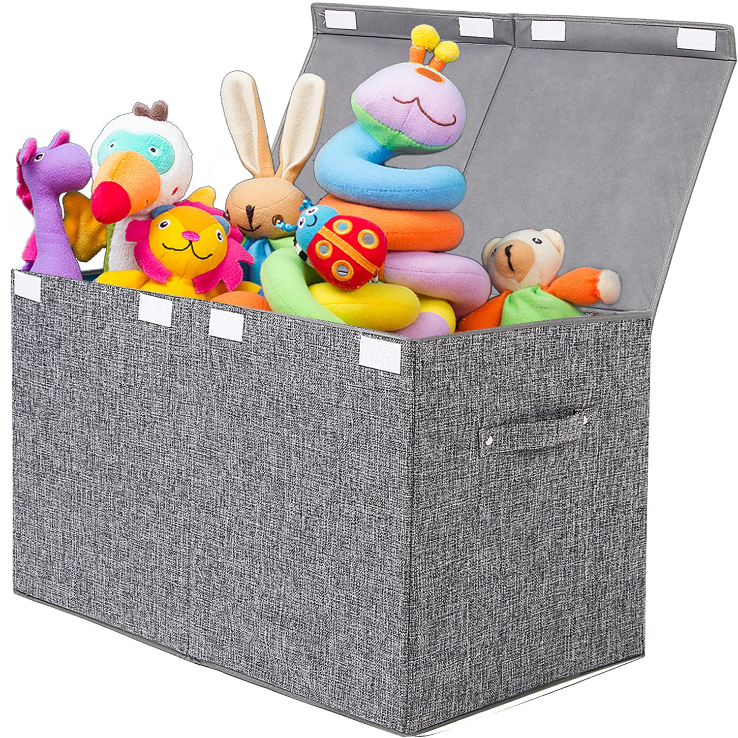 Popoly large toy box with lid stores toys neatly in the playroom.