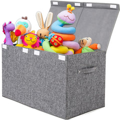 Popoly large toy box with lid stores toys neatly in the playroom.