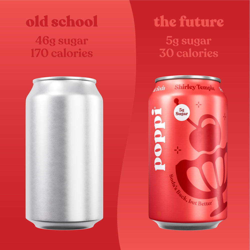 Poppi 12-pack on shelf demonstrates convenient, shareable refreshment option.