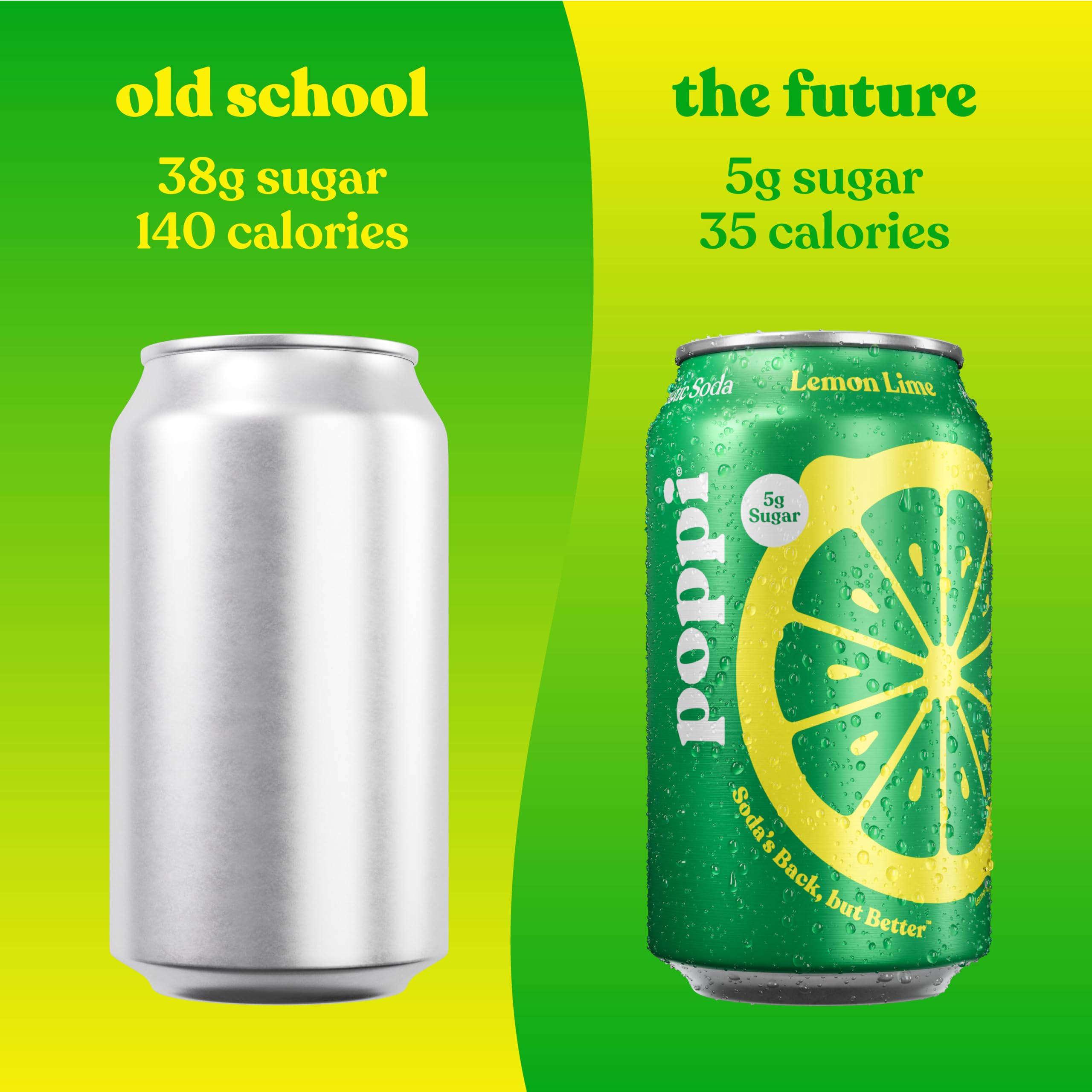 Poppi Cream Soda can, creamy vanilla with prebiotic lift.