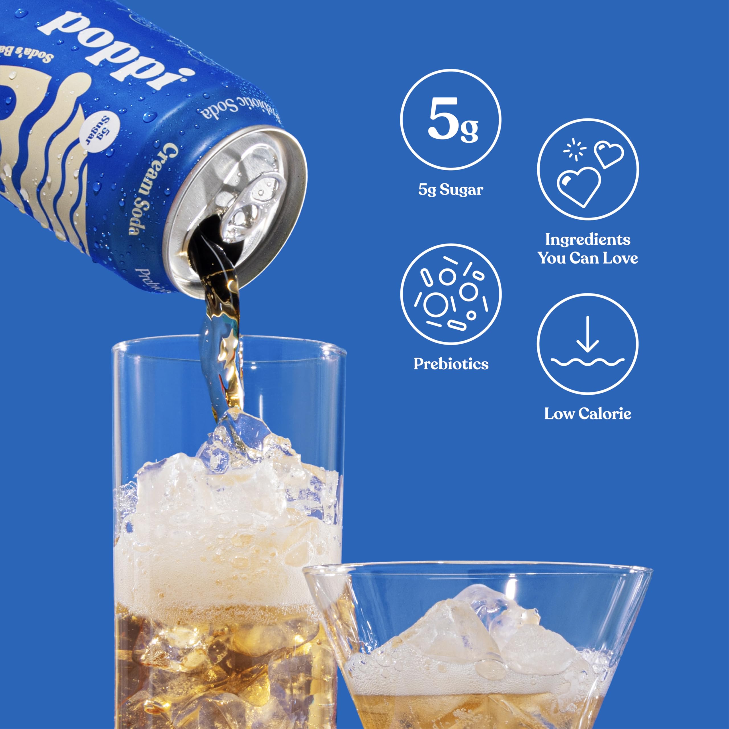 Poppi Cream Soda with apple cider vinegar offers tangy refreshment and flavor.