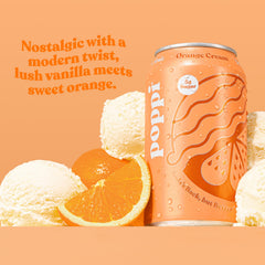 Poppi Orange Cream pour into glass showing fizz and creamy notes