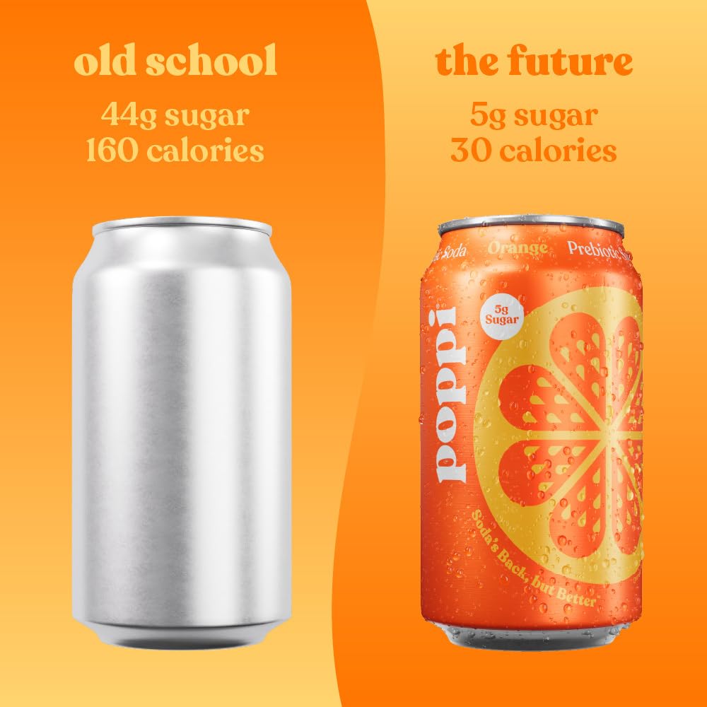 Serving idea: Poppi orange soda with ice and fruit