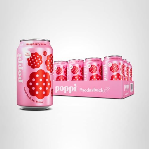 Poppi Raspberry Rose pouring-glass captures fizz and aroma in a chilled beverage.