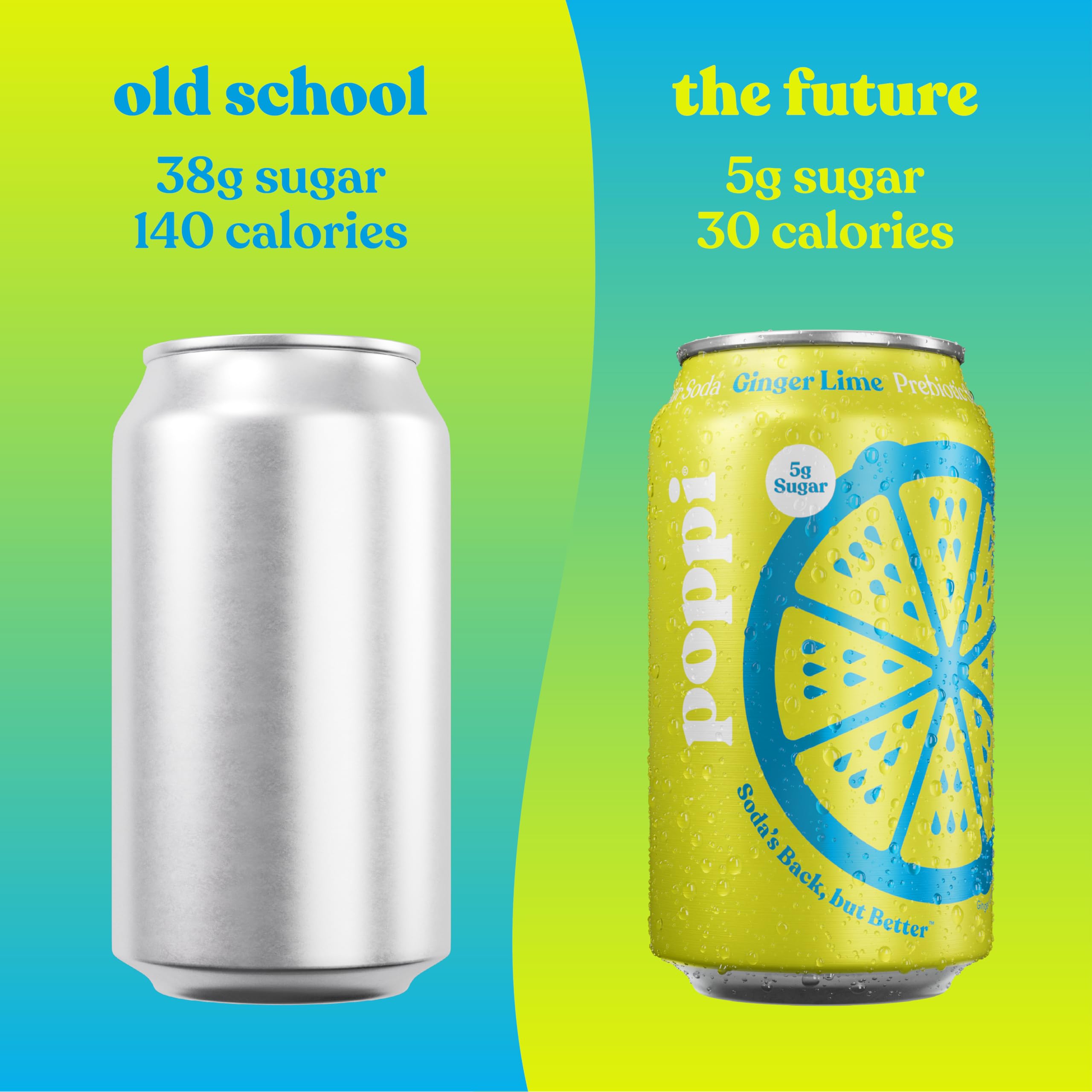 Poppi Ginger Lime can features zesty bite and gut-friendly fizz