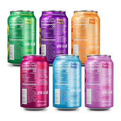 Assorted Poppi variety pack cans offering fruity refreshment