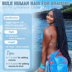 Popway deep wave bulk hair with soft gloss for textured waves.