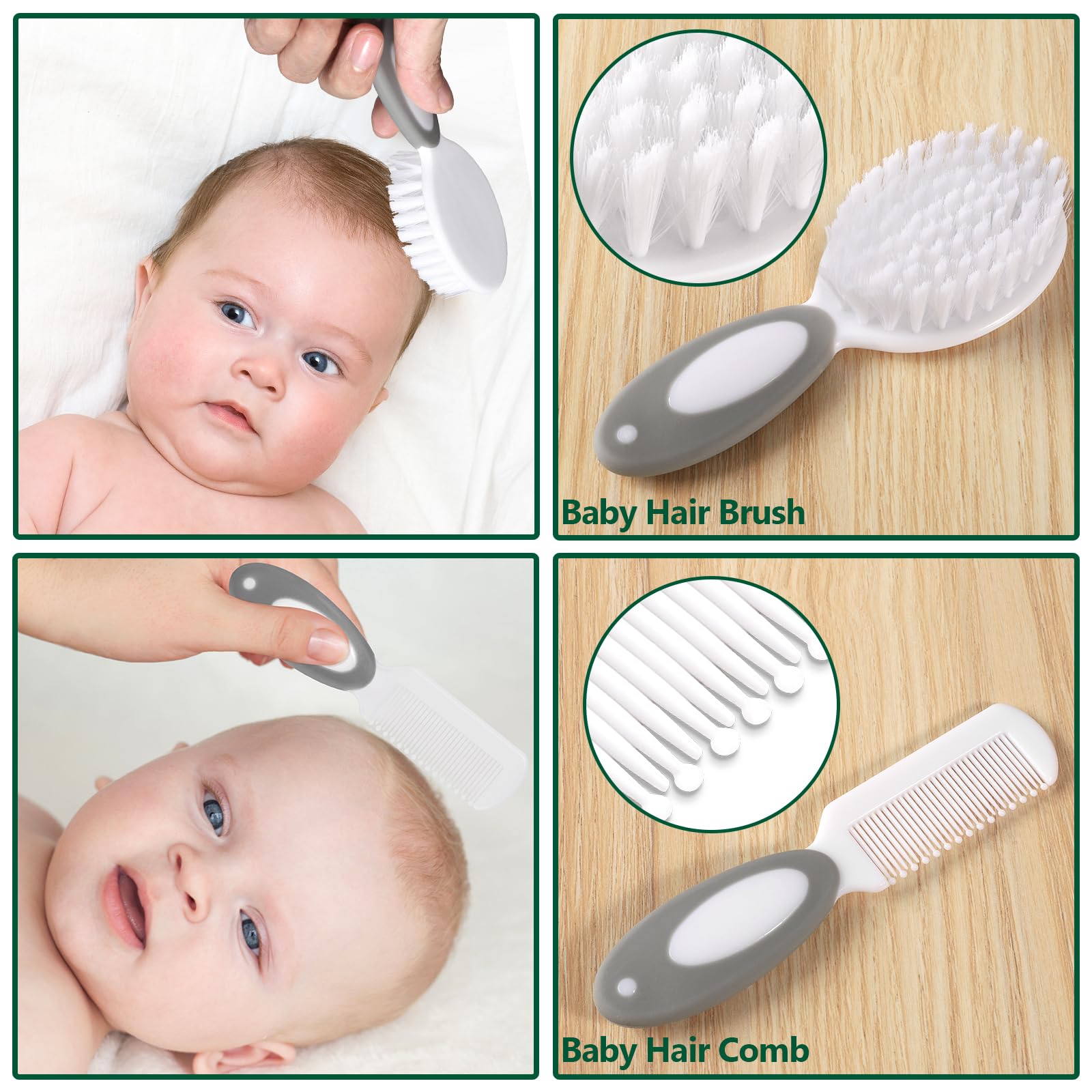 POPYJAN hair brush and comb for gentle newborn grooming