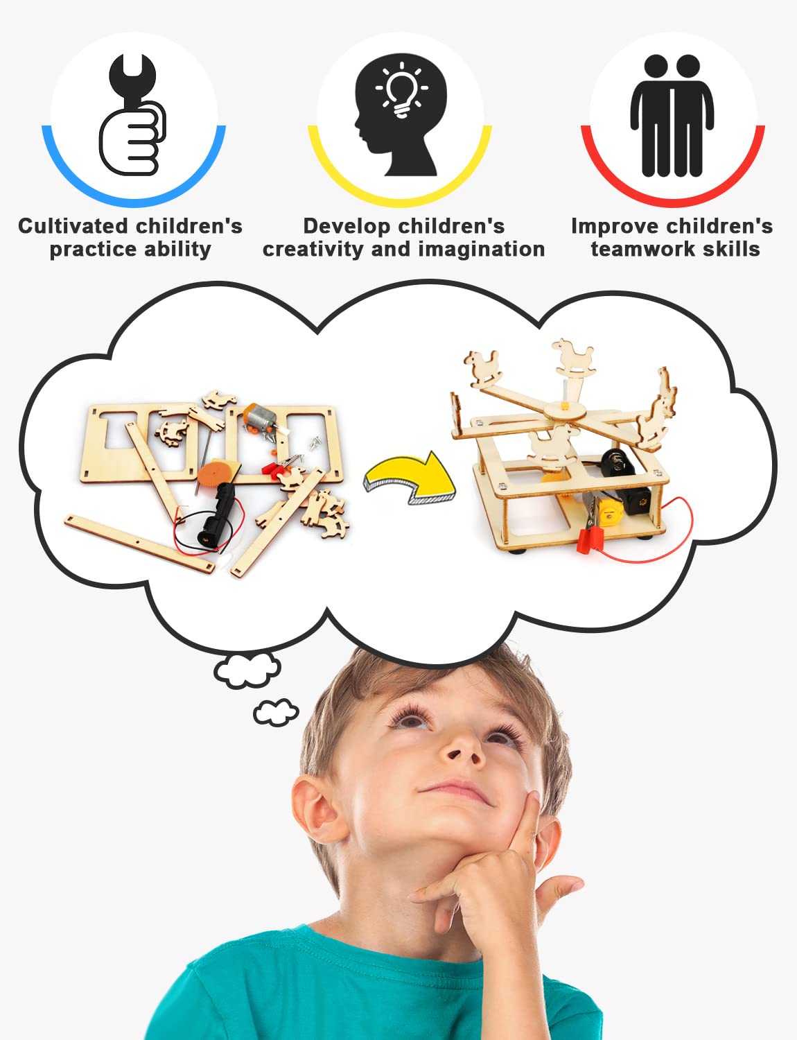 Poraxy 4-in-1 stem kit carousel model boosts creativity through hands-on building