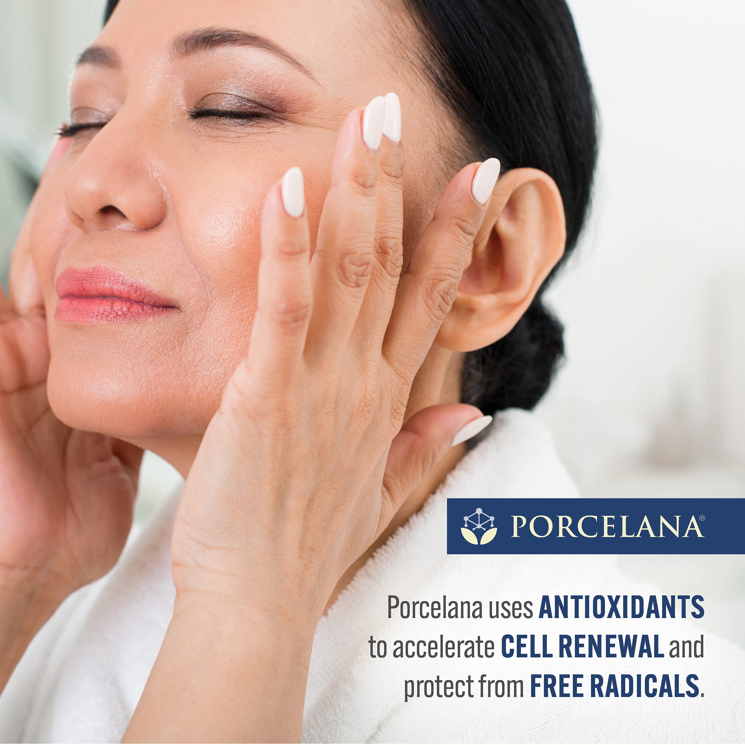 Porcelana Nighttime Cream under makeup for even complexion.