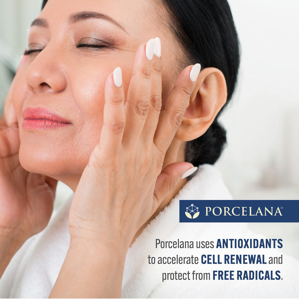 Porcelana Nighttime Cream under makeup for even complexion.