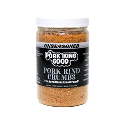 Pork King Good pork rind crumbs in a bowl ready to be used as a low-carb breading.