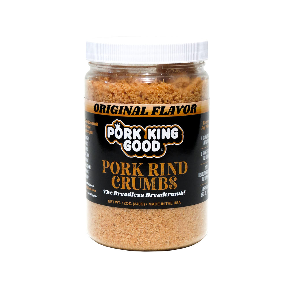 Two-pack Pork King Good crumbs jar on kitchen counter for convenient prep.