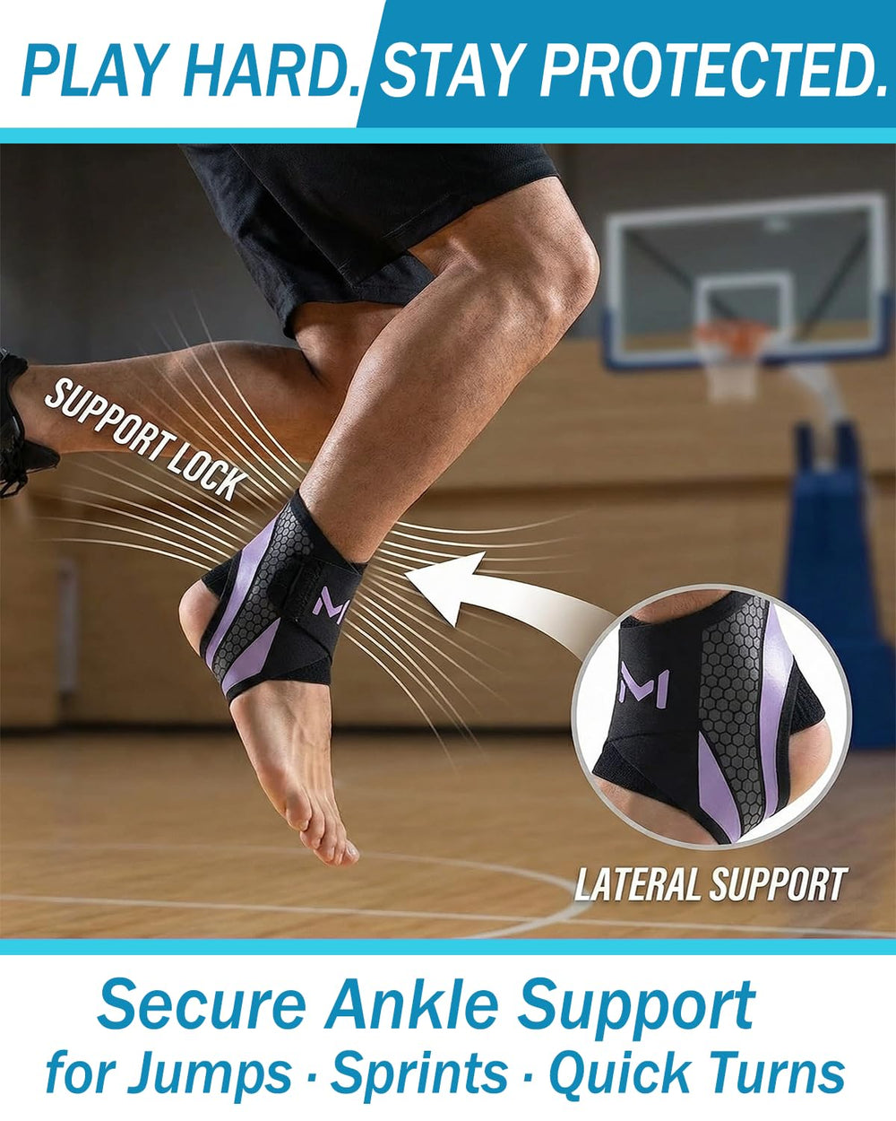 Porston ankle stabilizer showing figure-8 strap for stable movement