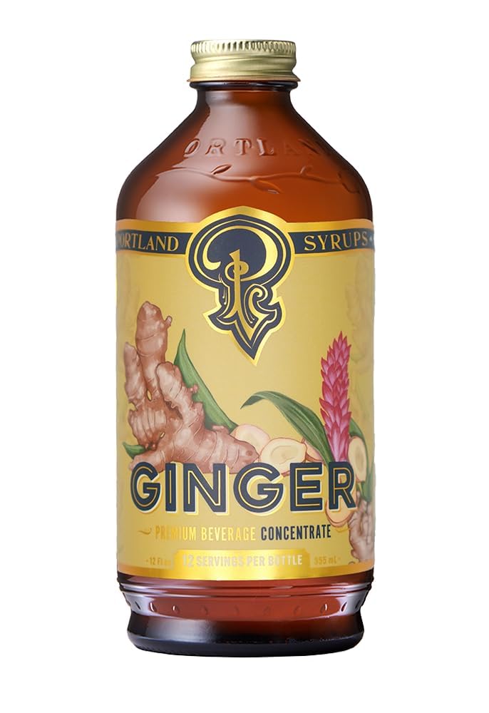 Portland Syrups authentic-ginger-syrup-bottle showcases premium organic ingredients for cocktails.