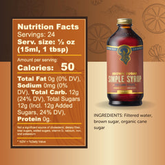 Portland Syrups Brown Sugar Simple Syrup being poured into a coffee, enhancing flavor.