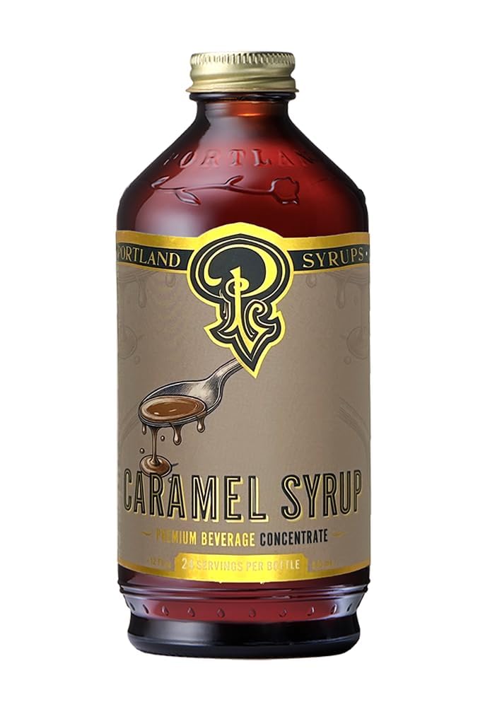 Portland Syrups Caramel Syrup bottle ready for coffee and cocktails.
