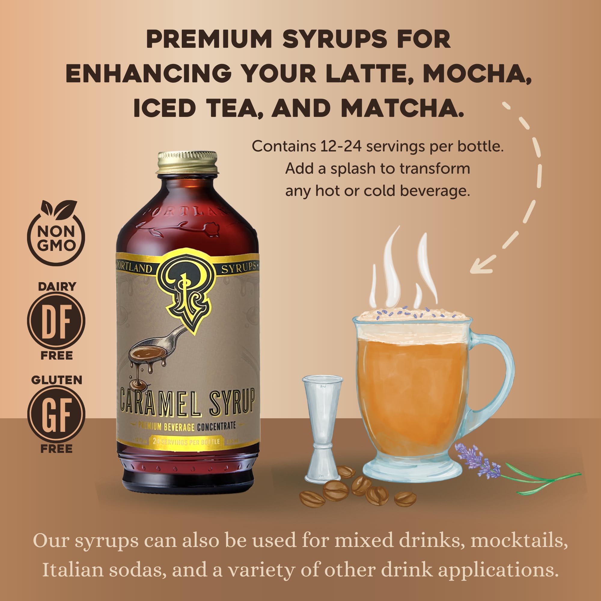 Cold brew with Portland Syrups Caramel Syrup highlighting smooth caramel notes.