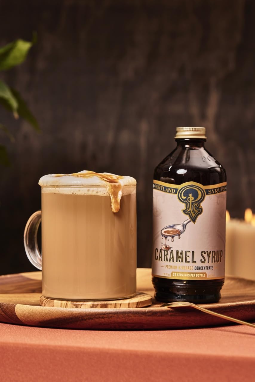 Macchiato featuring Portland Syrups Caramel Syrup for balanced sweetness.