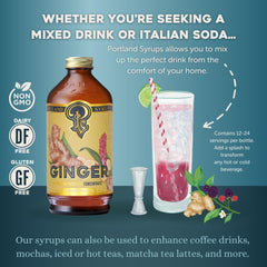 Portland Syrups ginger-syrup-drops-on-ice captures a bright, fragrant start.