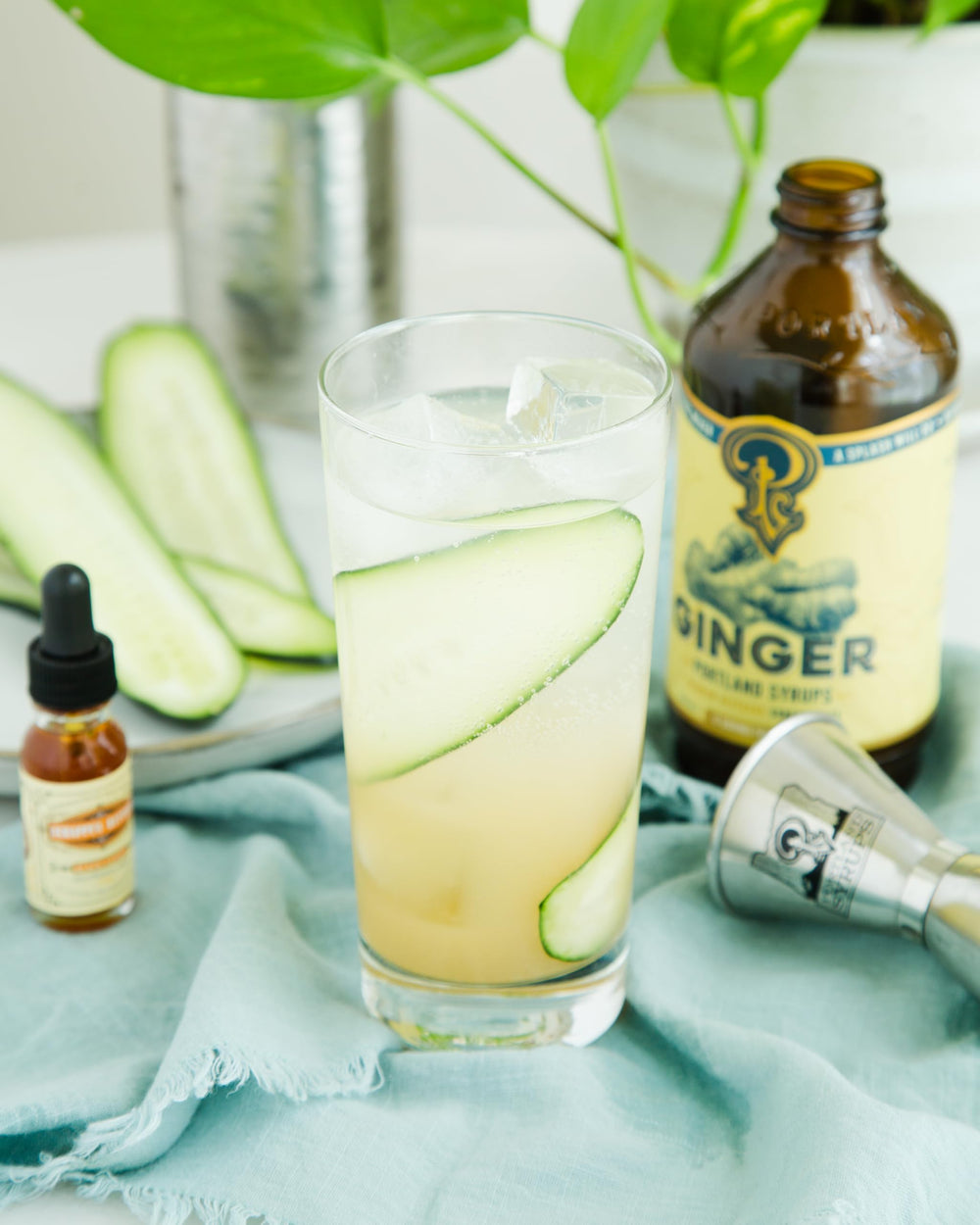 Portland Syrups ginger-syrup-label-closeup highlights organic ingredients.