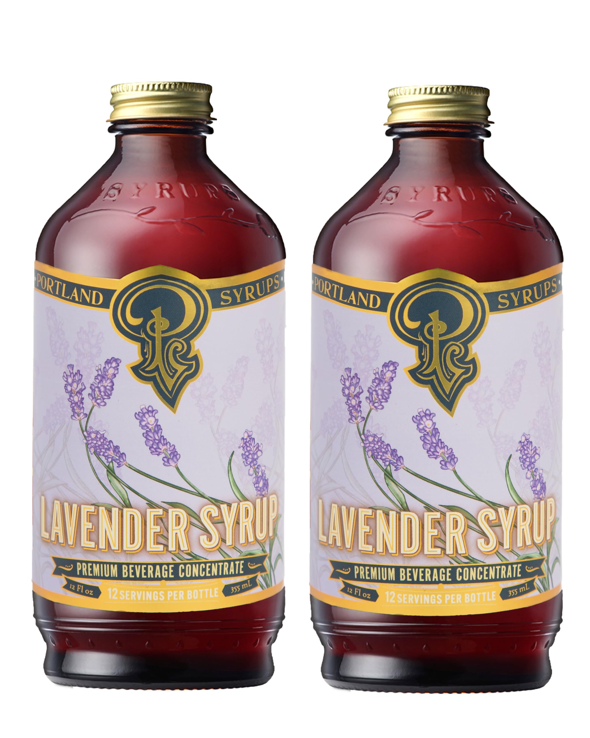 Portland Syrups Lavender Syrup bottle on counter for tea and coffee flavoring