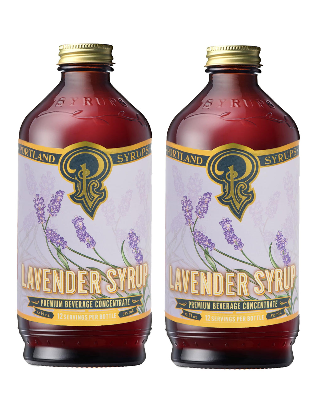 Portland Syrups Lavender Syrup bottle on counter for tea and coffee flavoring