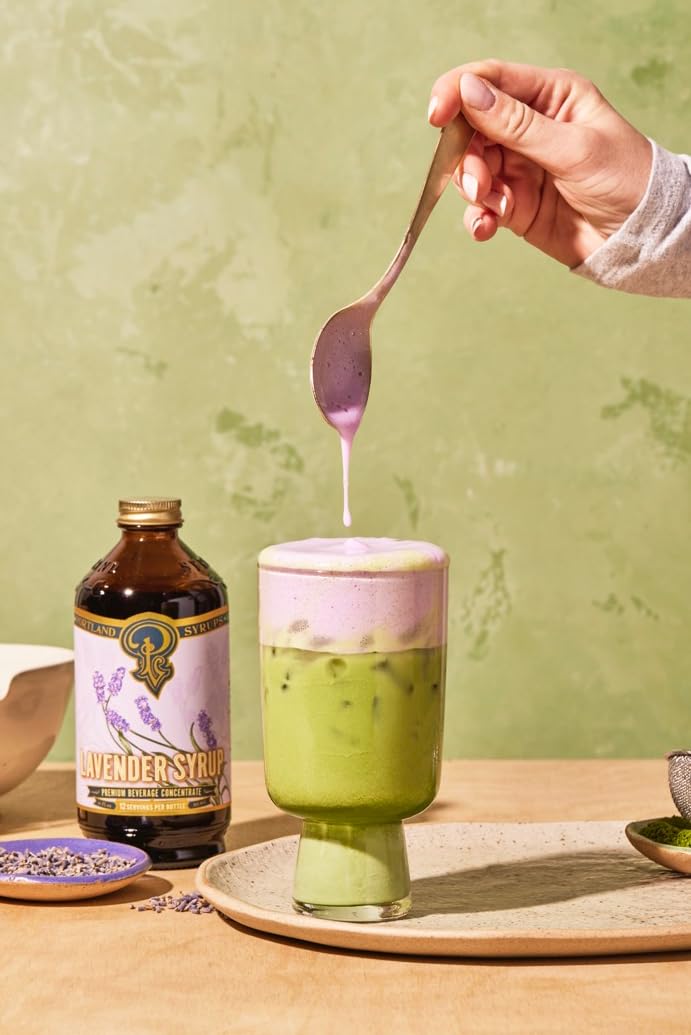 Portland Syrups Lavender Syrup teacup hints at calming, perfumed tea.