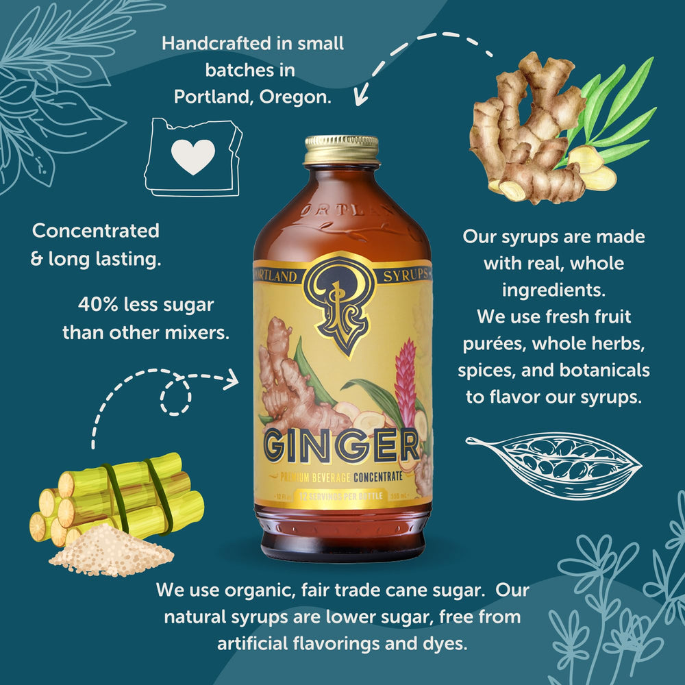 Portland Syrups organic-ginger-concentrate emphasizes bold aroma for mixed drinks.