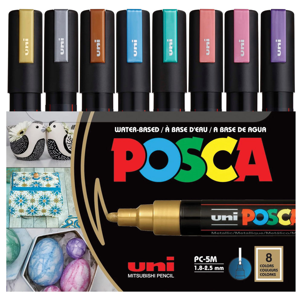 Posca markers 8-set gold on canvas for bold metallic accents