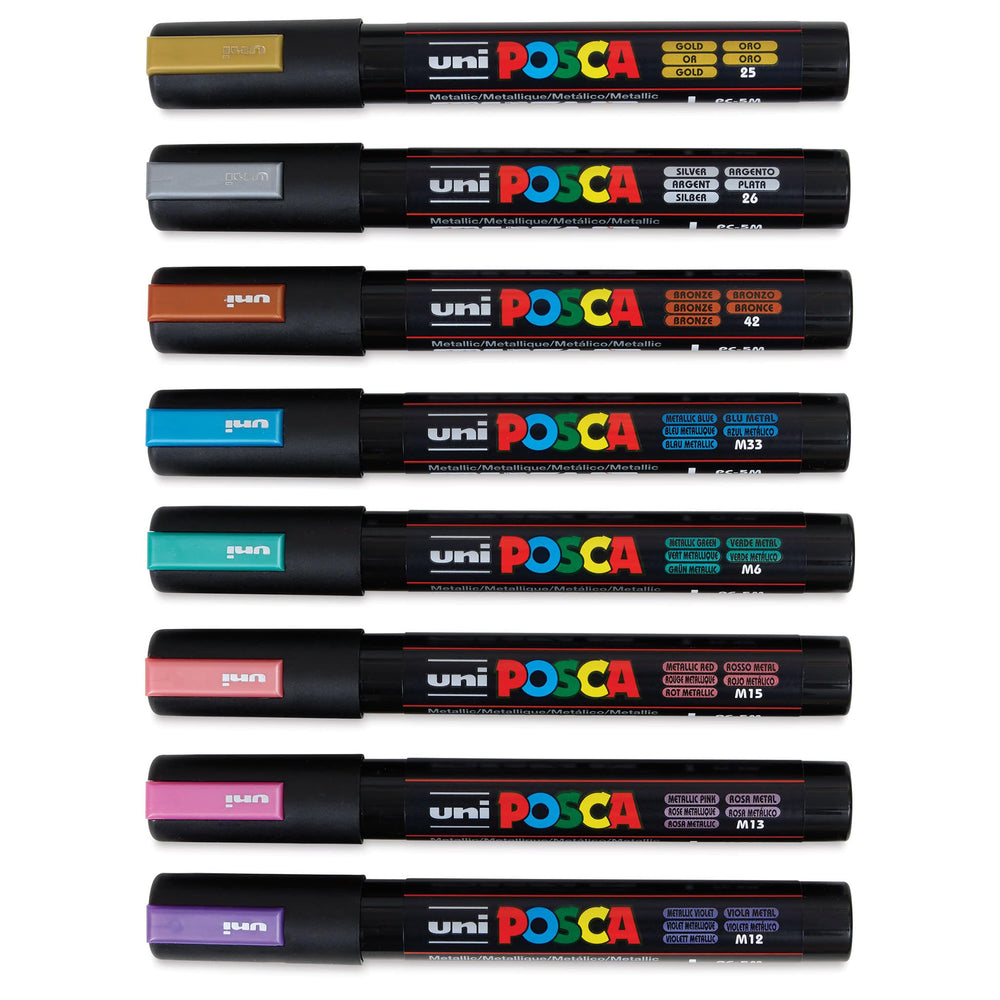 Posca markers 8-set green on fabric for opaque coverage