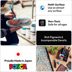 POSCA PC-5M vivid ink on wood demonstrates opaque color and quick-dry finish