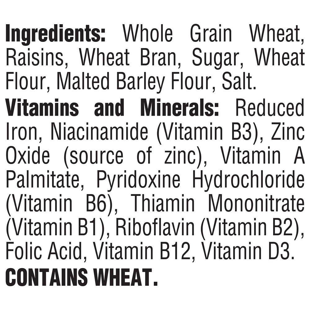 Wheat and bran flakes in Post Raisin Bran for a crunchy bite.