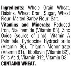 Wheat and bran flakes in Post Raisin Bran for a crunchy bite.