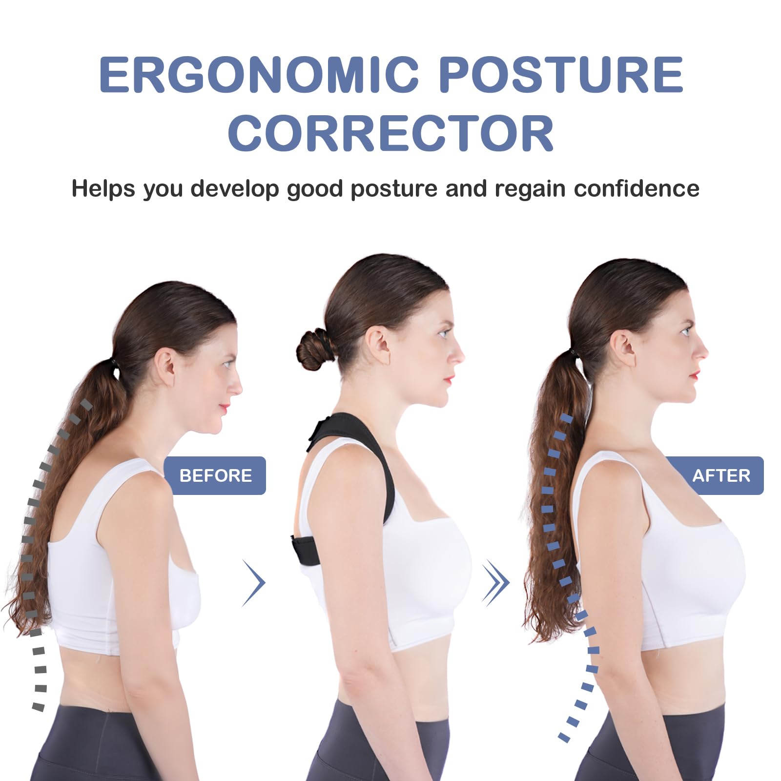 Posturace back brace for women and men with elastic support for long wear.