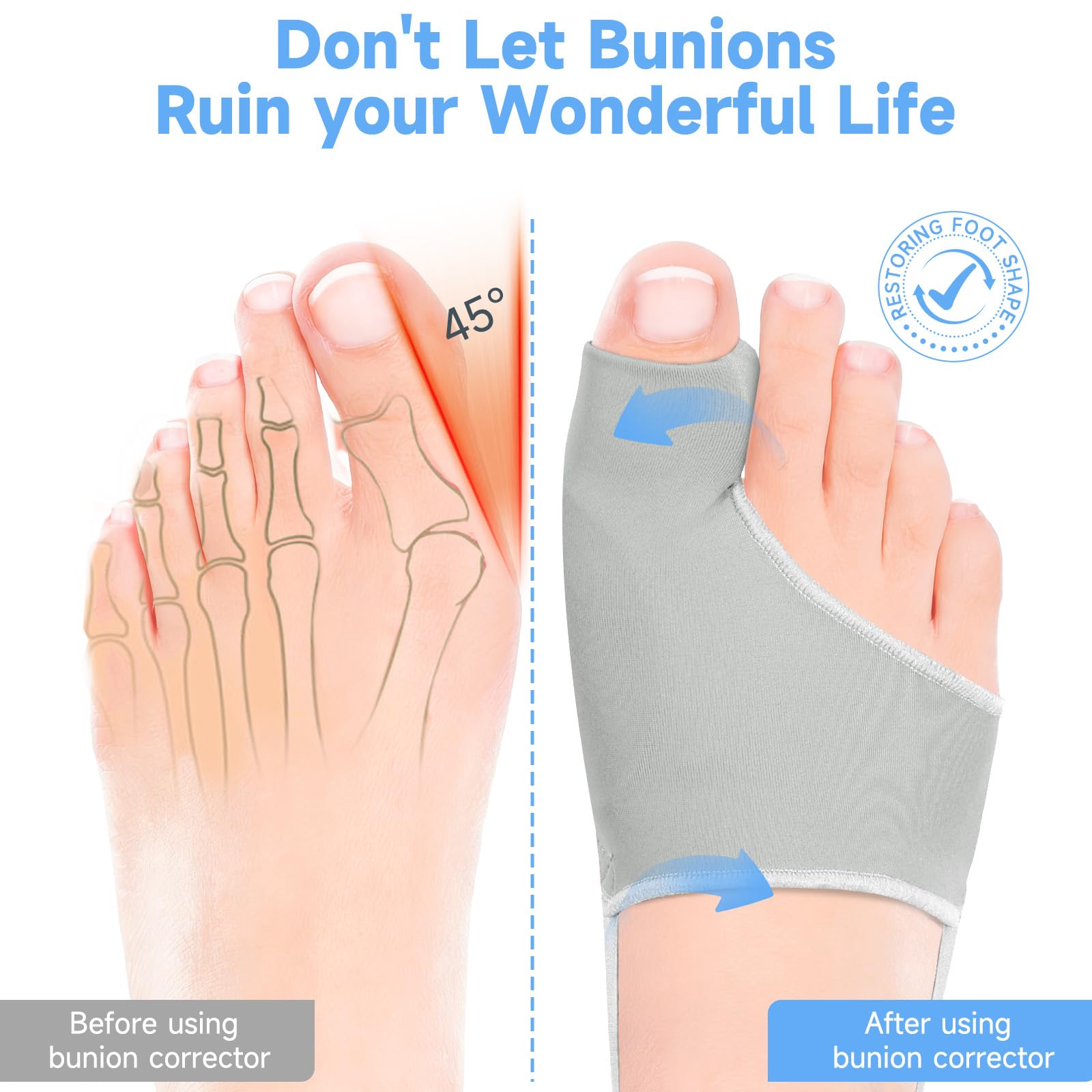 Posturace Bunion Corrector adjustable straps allow a personalized fit for all-day wear