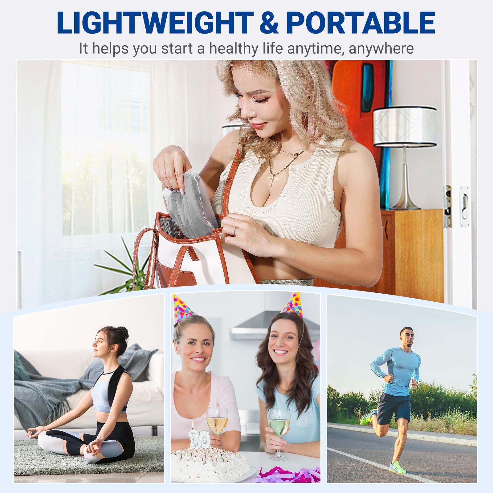 Posturace invisible under clothes for discreet wear at office or home.