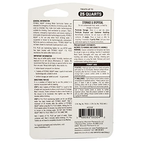 Potable Aqua purification tablets closeup highlighting water disinfection.