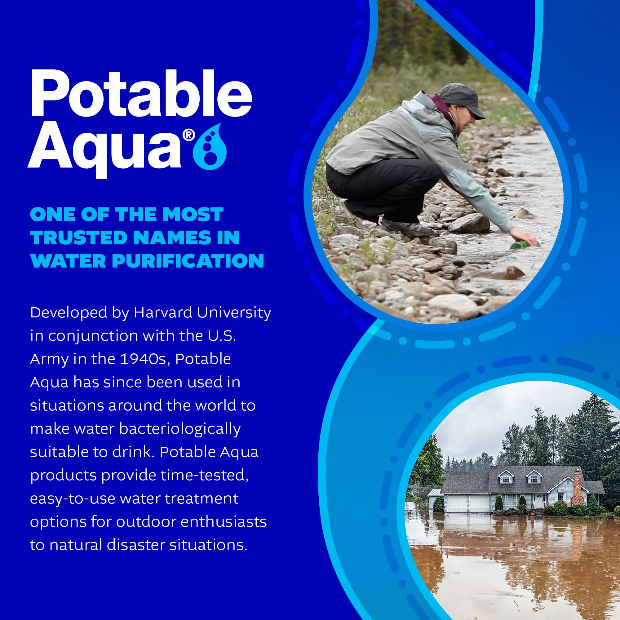 Potable Aqua travel and hiking essentials with purification and PA Plus.