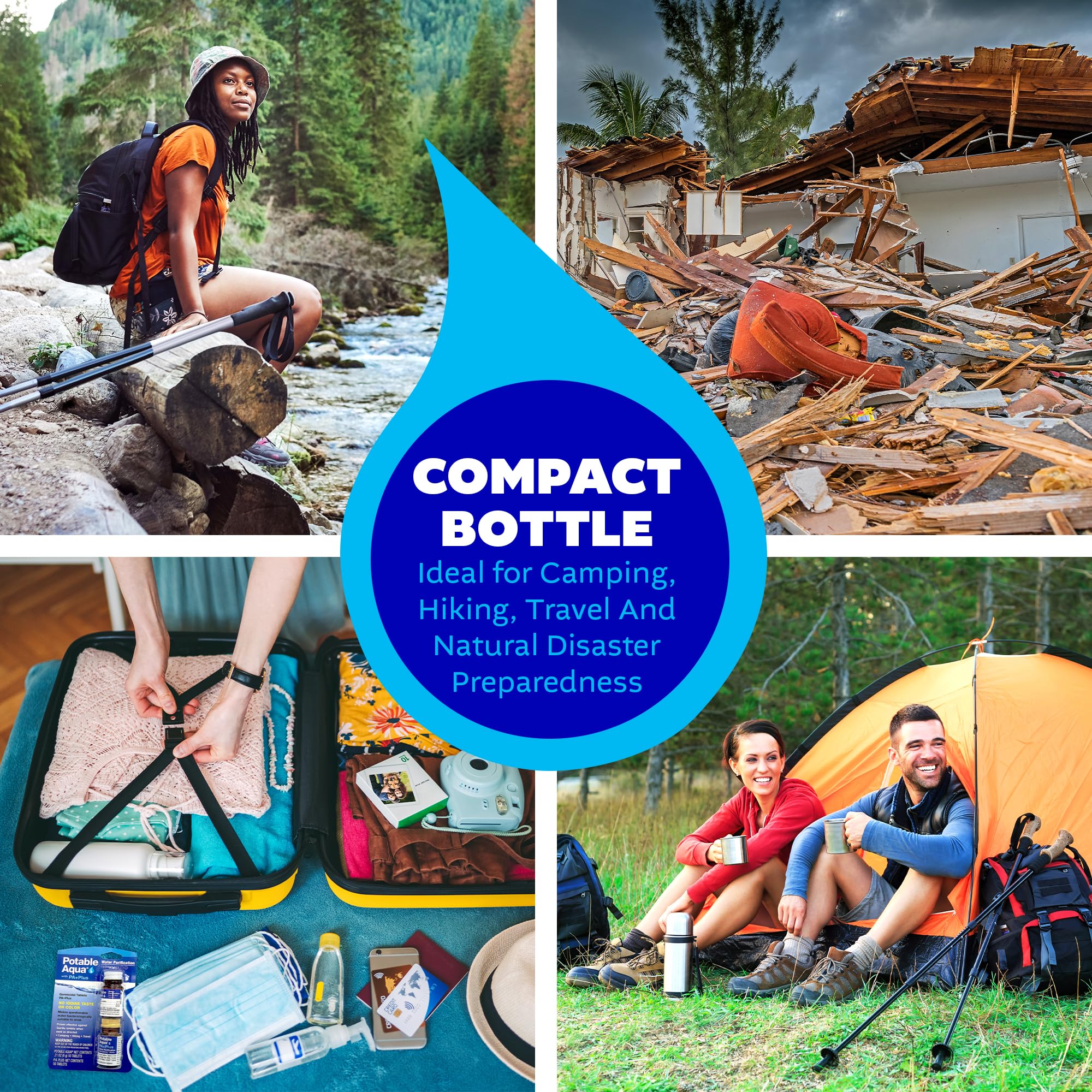 Potable Aqua water taste neutralizer showing clearer tasting water.