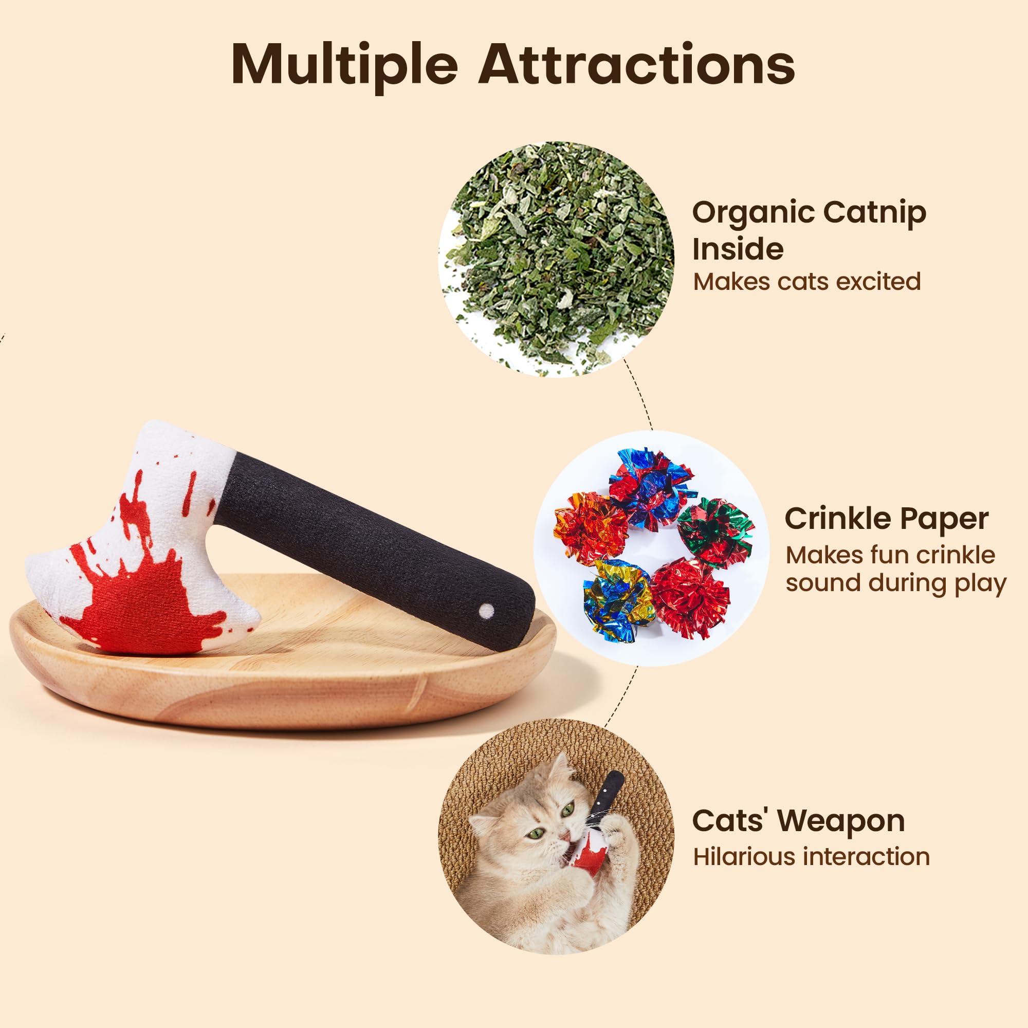 Potaroma catnip-filled knife toy stimulates curiosity and encourages active play for cats of all sizes.