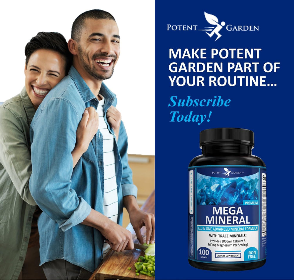 Potent Garden Mega Minerals retail display conveys trustworthy mineral supplementation.