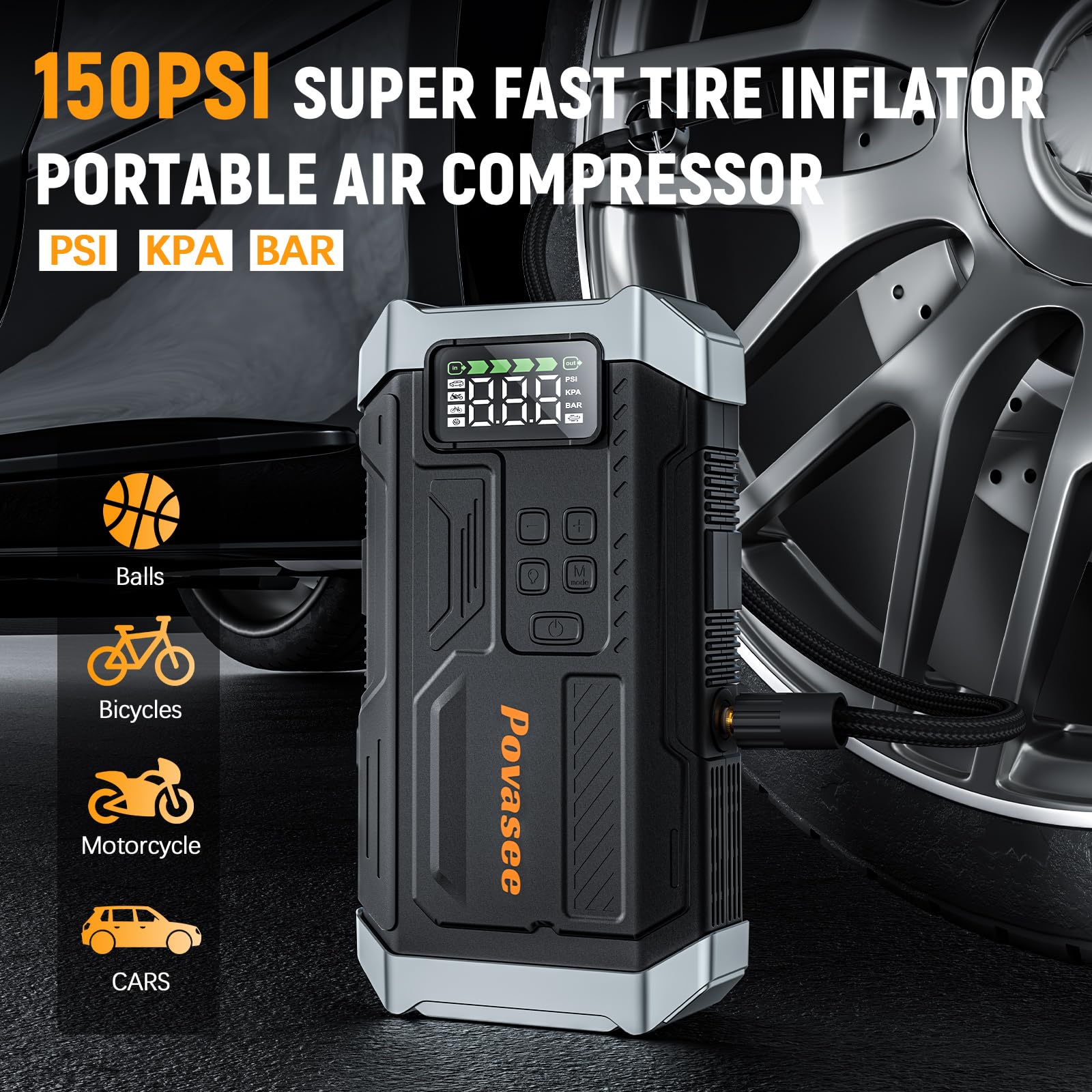 Povasee 5000A LED flashlight provides hands-free roadside lighting