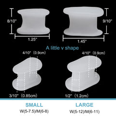 Povihome flanged silicone toe separators close-up showing stay-in-place design
