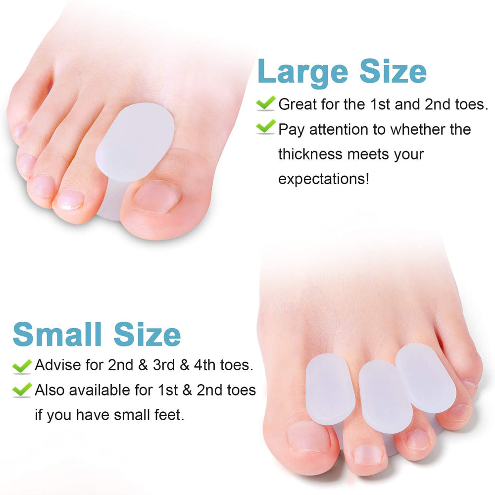 Povihome toe spacers in use reducing toe pressure during daily activities