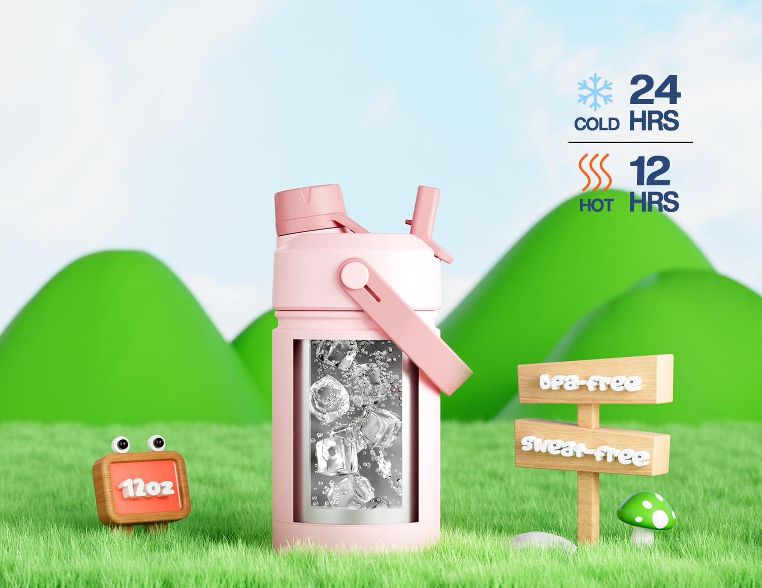 POWCAN Cotton Candy bottle handheld size fits small hands and bags.