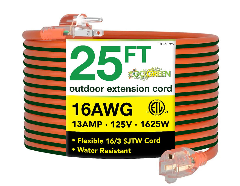 Power By GoGreen GG-13725 lighted end shows power status for safer outdoor use