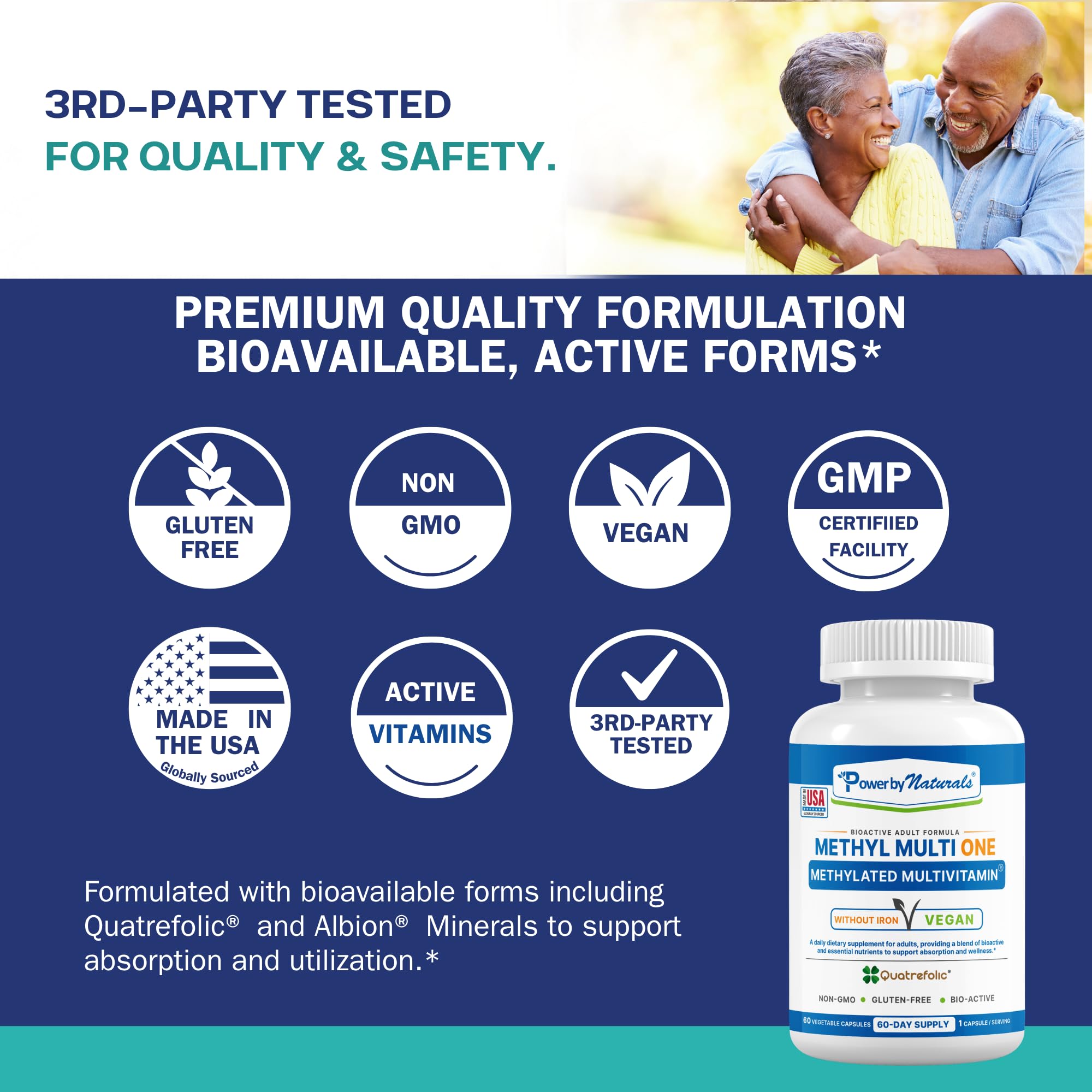 Power By Naturals Methyl Multi One CoQ10 image highlights antioxidant support for daily wellness.